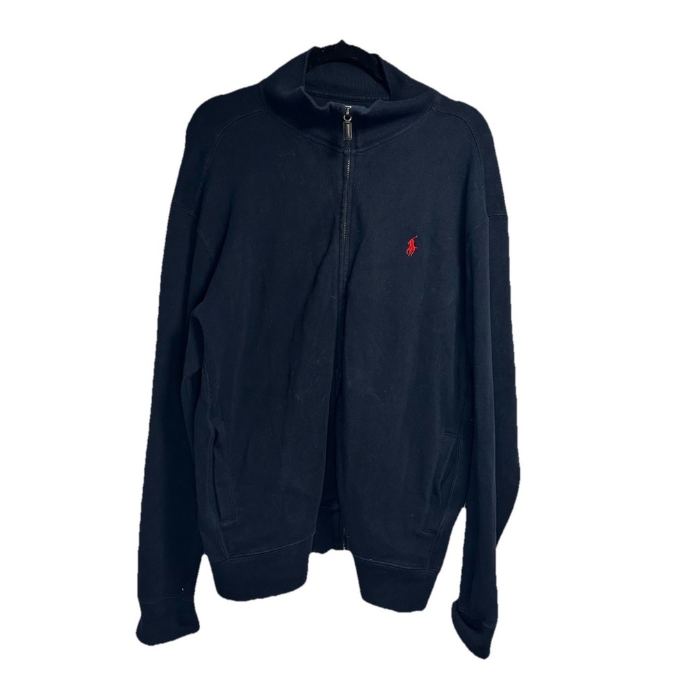 Vintage Polo Ralph Lauren Bomber Track Jacket Men's Large Navy Full Zip Pony 90s